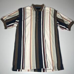 Greg Norman Collection Polo Shirt Striped M Multicolor Cotton Golf Casual